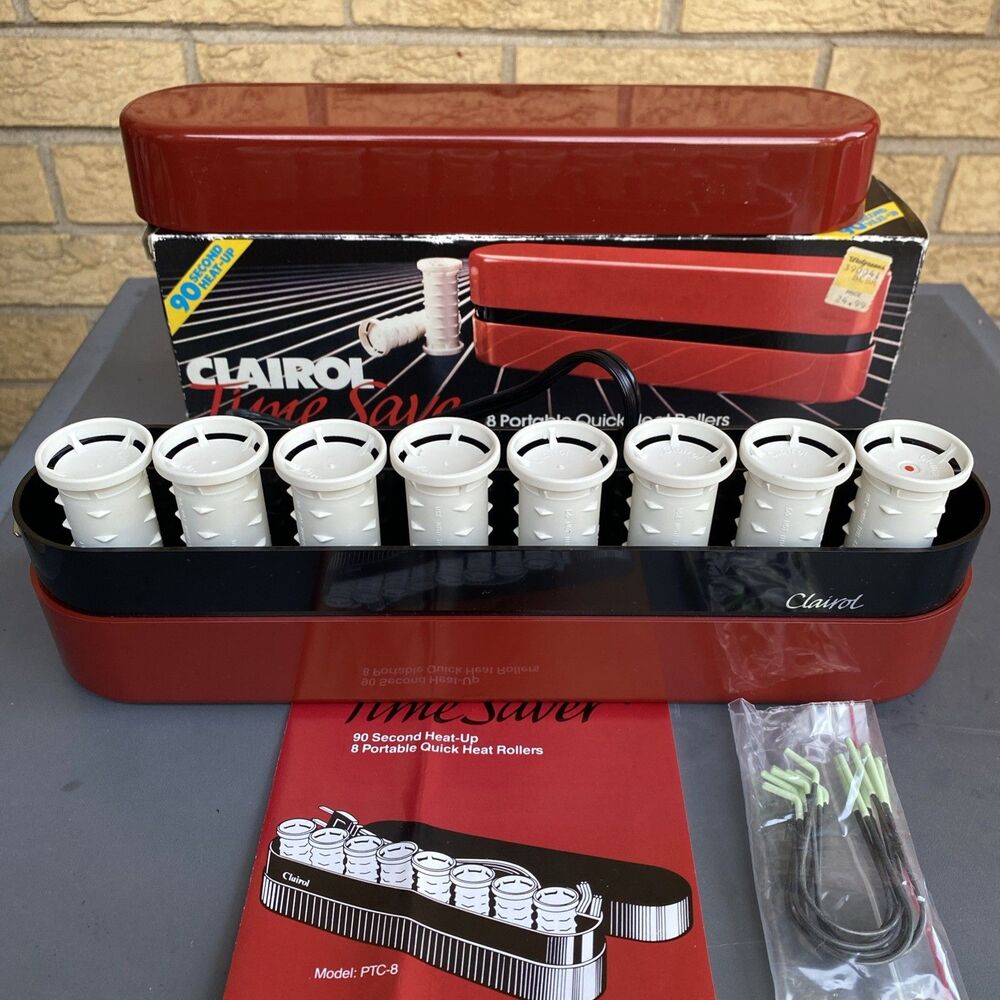 Clairol Time Saver Heated Curlers 8 Rollers Portable Quick Heat Vintage Works